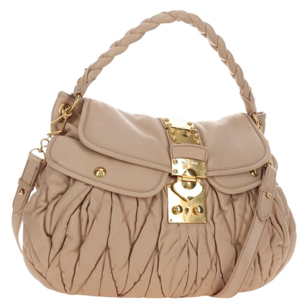 Miu Miu Madras Convertible Lock Tote Leather Medium